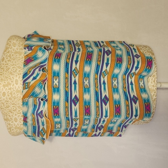 Amanda Uprichard Women's Size M 100% Silk Aztec Print Off Shoulder Ruffle Top - Picture 2 of 13